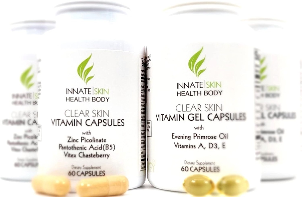 Clear Skin Acne Vitamin System | 20 Antioxidanter, Botaniska & Mineraler | 60 grevepaket med 4