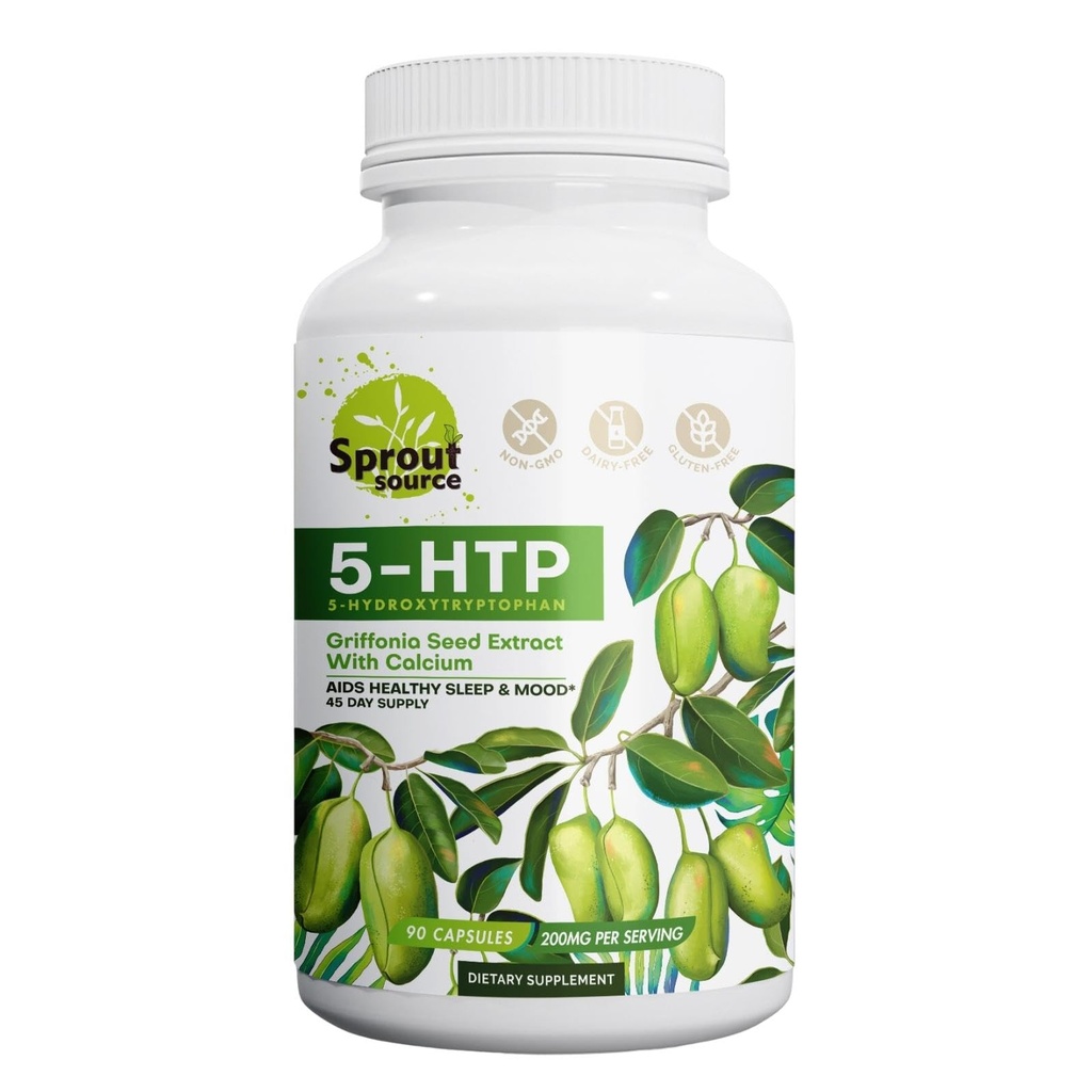 5- HTP-lisä 200 mg, tukee tervettä unta ja mielialaa kalsiumilla .