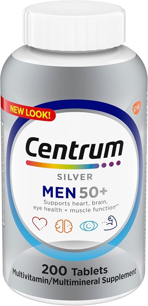 Centrum Silver Men (200 kreivi) Multivitamiini / Multimineral Supplement Tablet D3-vitamiini