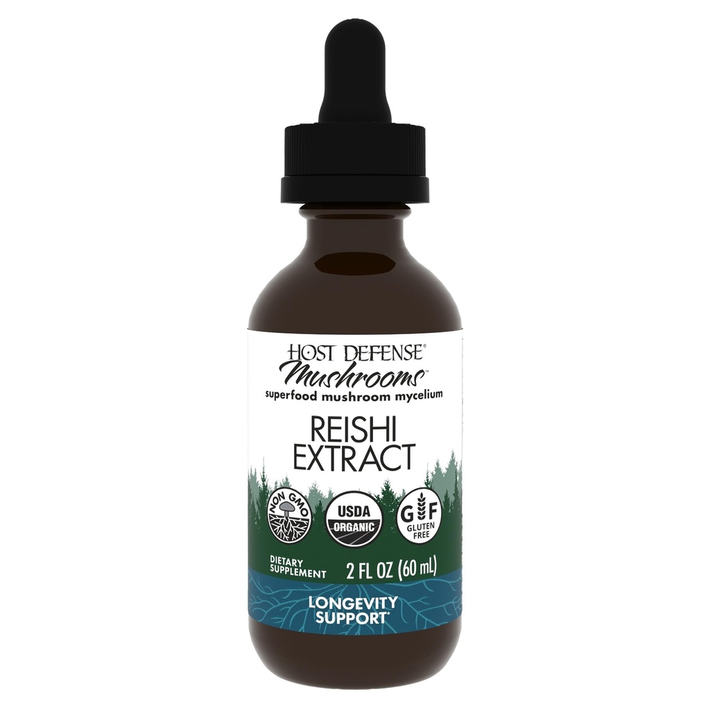 Värdförsvar Reishi Extract - Hjärt- och immun Health Support Supplement - Mushroom Supplement för att stödja energi och vitalitet - Reishi Supplement to Aid Overall Well-Being - 2 fl oz (60 portioner) *