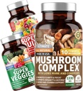 Number One Nutrition N1N Premium Sienikompleksi [10 voimakas sieniä] ja Super Fruits & Veggies [40 täyshedelmät & vihannekset], 2 Pack Bundle