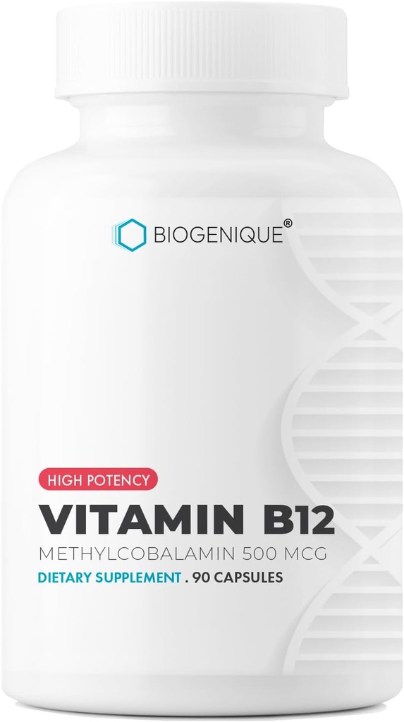 B12-vitamiini - metyylikobalamiini tukee energian aineenvaihduntaa, hermoston terveyttä, verisolujen toimintaa ja methylation - non OGM, Gluteeniton, vitamiinilisä, 90 kapselia