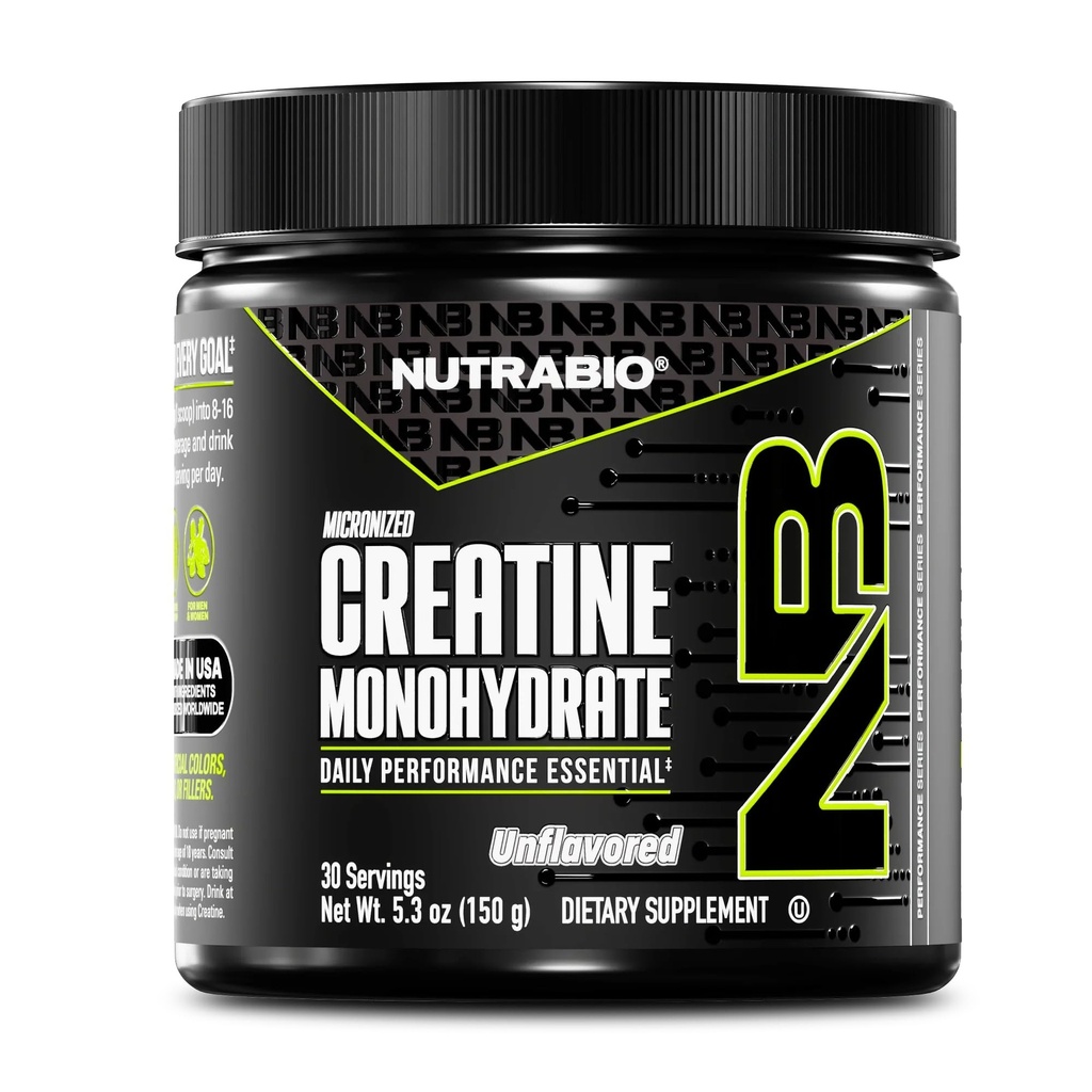 NutraBio Pure Micronized Creatine Monohydrate Powder Supplement, Unflavored, (150 g) - Stöder Bulk Muscle Energy, Recovery och Strength - HPLC Tested Creatine Powder Supplement för män och kvinnor