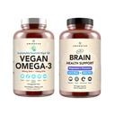 AMANDEAN Brain & Vegan Omega-3 Bundle: Magnesium Threonate, USA-Grown Lion Fish Oil Alternative.