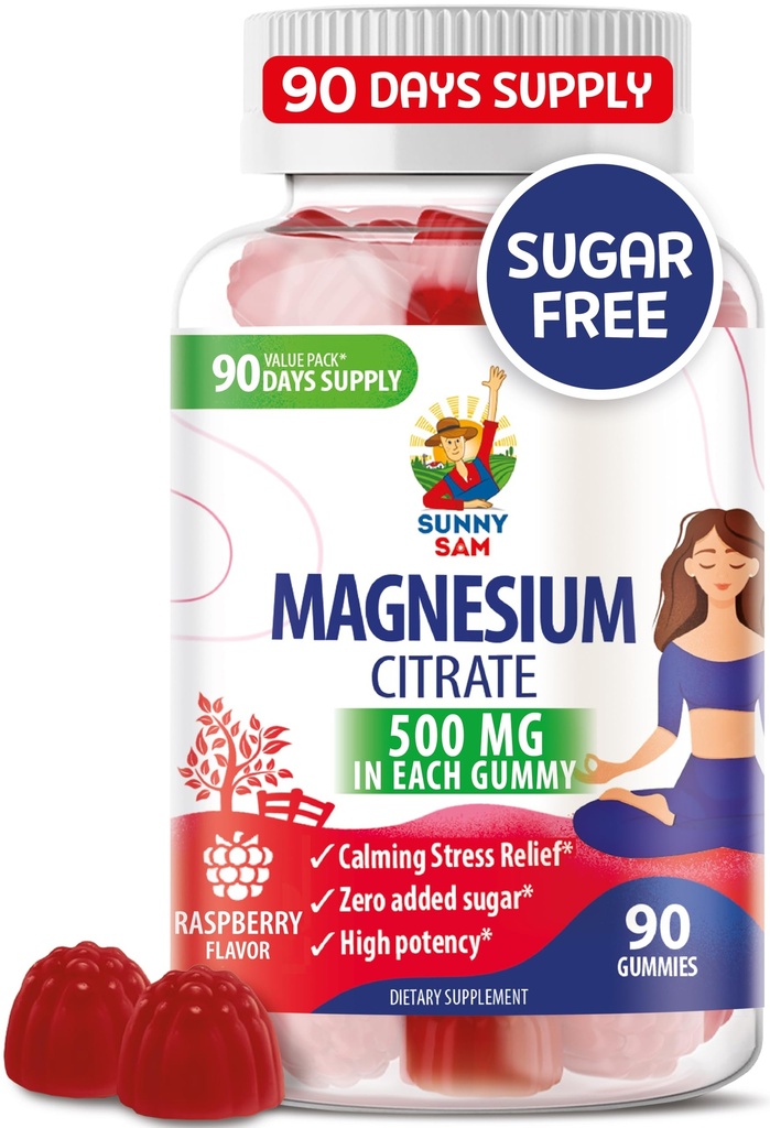 Magnesium Gummies lapsille ja aikuisille - 500 mg - Rauhallinen magnesium purukumia - Magnesium Citrate Chewable täydentää mielialan ja lihasten tuki