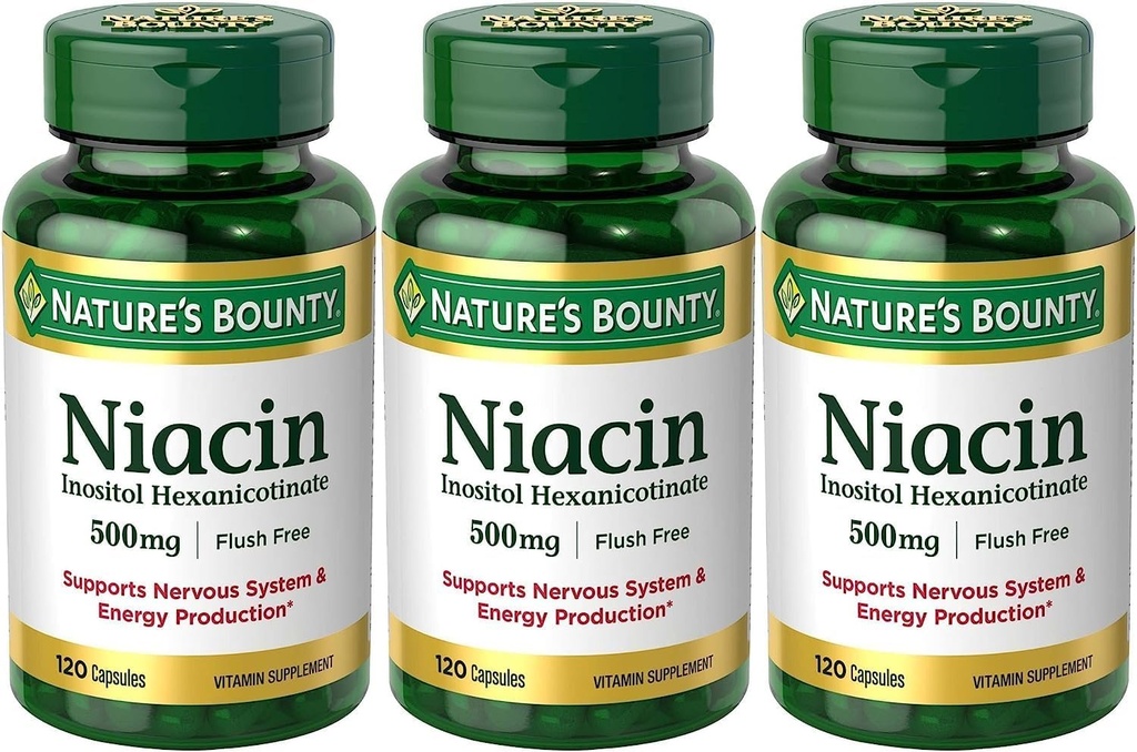 Setti 3 Nature's Bounty Niacin Flush Free 500 mg, 120 kapselia Maven Gifts