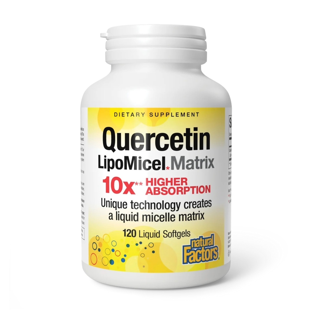 Luonnollinen tekijät Quercetin LipoMicel Matrix - Tukee Immuuniterveys ja Kapillaari Terveys - Antioksidantti Tuki täydentää erittäin absorbable Quercetin - 120 Softgels (120 Servings)