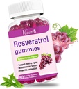 Korkea puhtaus Resveratrol Gummies, 98% Trans-resveratrolia Qercetinin kanssa, Coq 10, C-vitamiinia, Reservatrol-lisä antioksidanttia, anti-agingia, 60 gammaa
