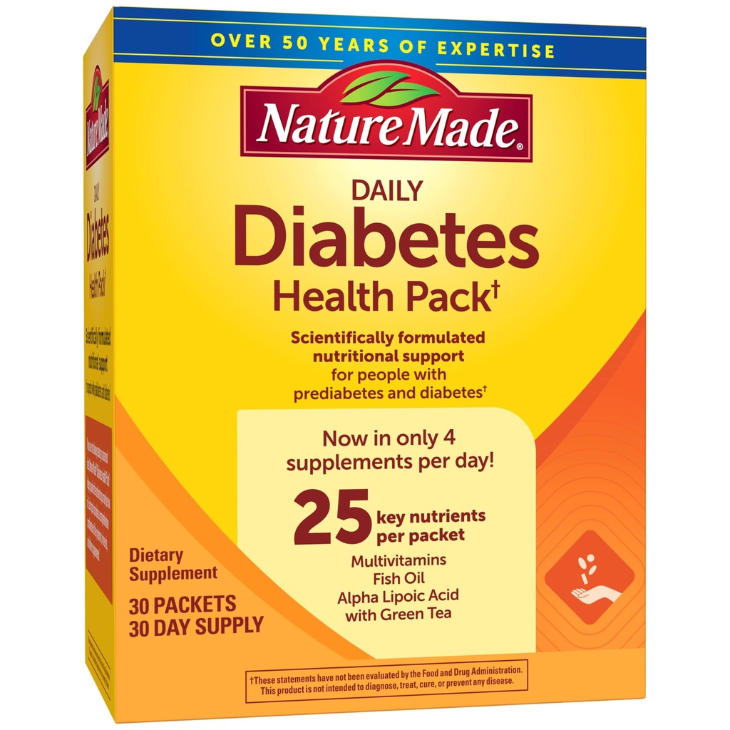 Nature Made Daily Diabetes Health Pack, Ravintolisä ravitsemustukea, 30 Packets, 30 päivän tarjonta