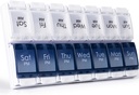 MERICARGO Am Pm Pill Organizer 7 Day, 2 Times a Day Large Weekly Pill Box, Push Button Daily Pill Case för vitamin, fiskolja, kosttillskott