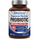 Probiootti miehille ja naisille, 200 miljardia PMY 35 kanta, prebiootit + digestiiviset entsyymit, Supreme Palauta Probiootti Supplement, Ylä-, Mid, Lower GI Tract Balance, 60 kasviskapselit, 1 kuukausi