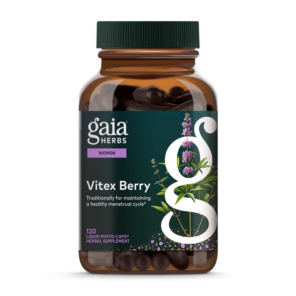 Gaia Yrtit Vitex Berry - Tukee Hormoni Balance & Hedelmällisyys naisille - Terve Progesterone Menstrual Health - 120 Vegan Caps (60-päivä tarjonta)
