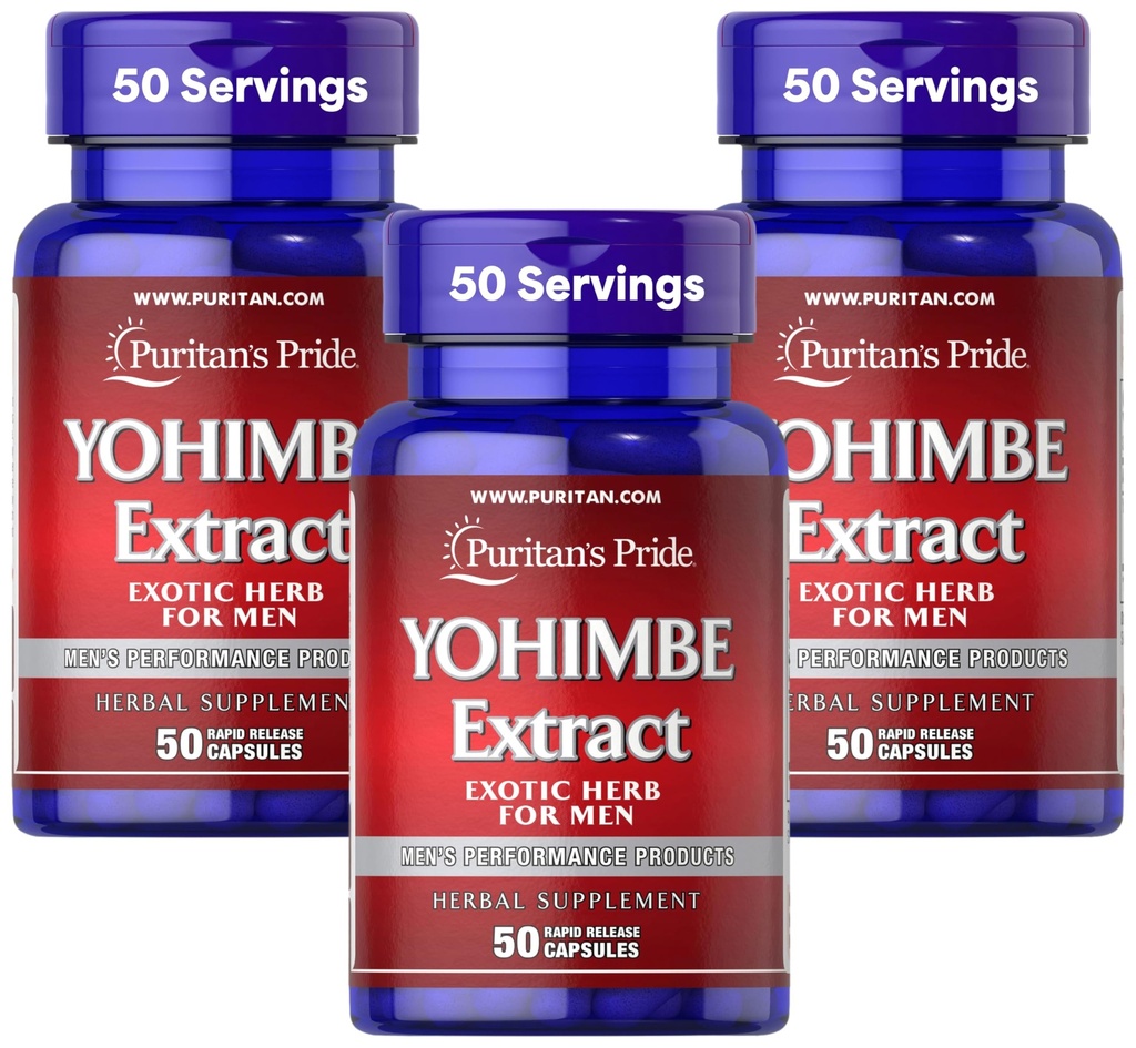 Puritan's Pride Yohimbe 1000 Mg, 50 kreivi, kasvisselluloosa, liivate (pakkaus 3)