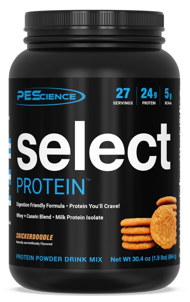 PEScience Välj Proteinpulver, Whey och Casein Blend, Ren proteinpulver för kvinnor och män, Låg kalori, Låg Carb, Keto Friendly, Gluten Free - Snickerdoodle - 27 portioner