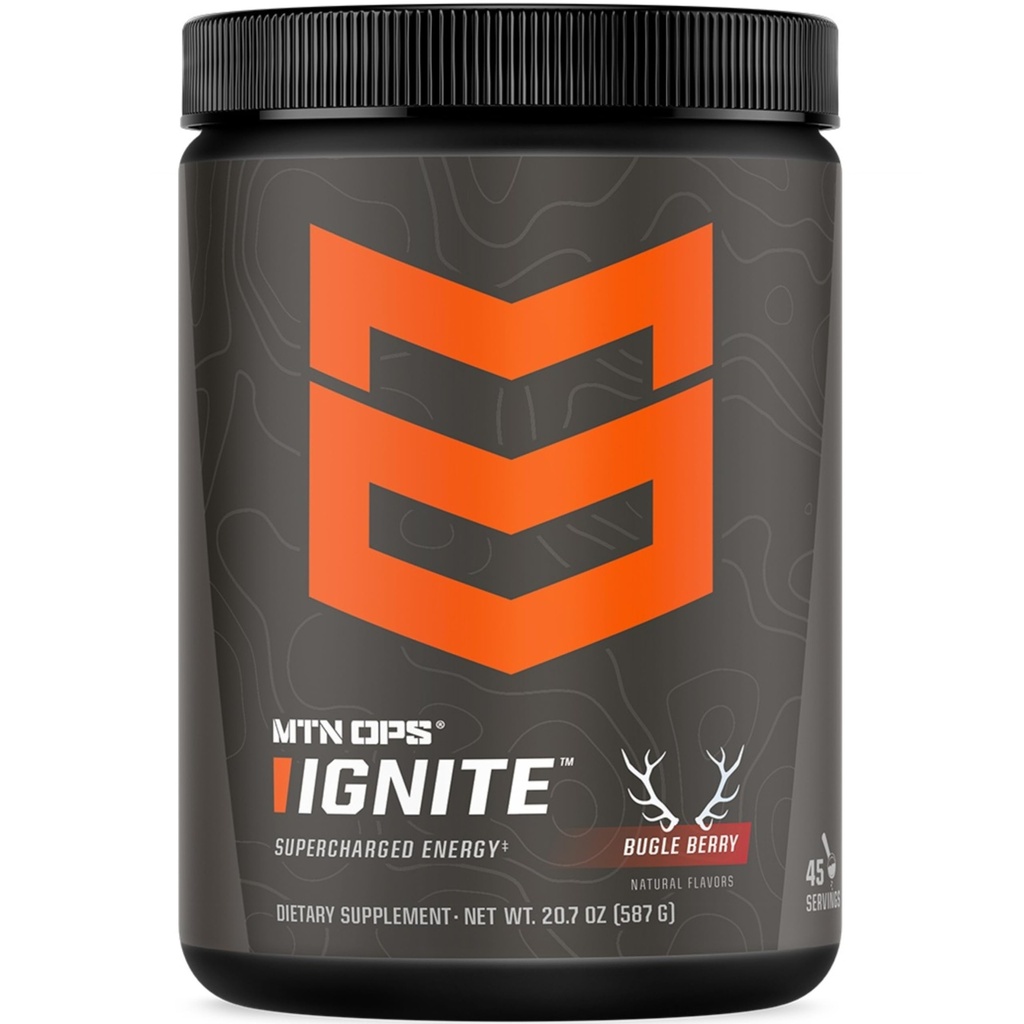 MTN OPS Ignite Energy Drink Powder, Gluteeniton Nootropic Supplement Drink Mix, L Arginine, L Sitruliini, Kofeiini ja Nootropic Sugar Free Drink Mix, 45 tarjoilua, Bugle Berry