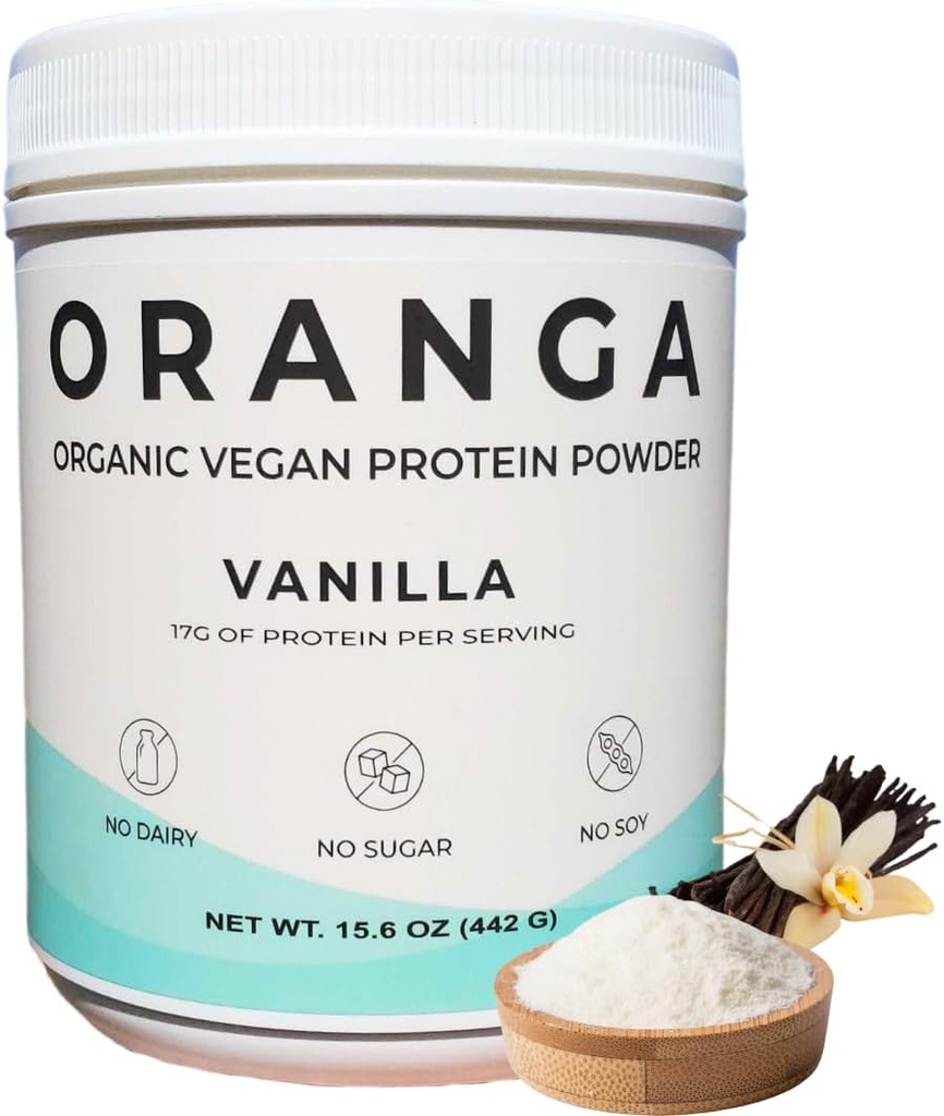 Organic Plant-Based - Rice, Pea, Kurpitsa siemenproteiinijauhe - Vanilja - Dgestive Enzymes Mukana, Ei lisäaineita, Dairy-free, soija-vapaa, Keto-ystävällinen, Gluteenittomat, ei-GMO - 17 tarjoilua (442g)