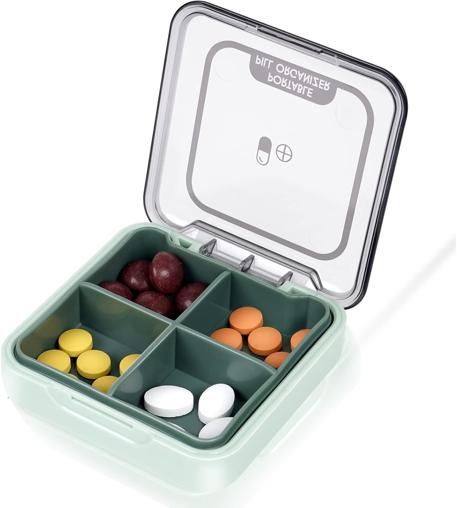 Daily Pill Organizer Vitamin Planner Portable Medicine Box, Travel Compartments Pill Organizer Box, Moisture Proof Small Pill Case för Pocket Purse Daily Pill Holder Container för Medicine Vitamin
