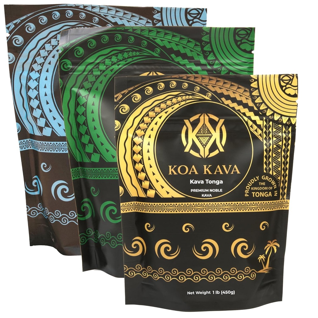 1 punta Koa Kava Bundle Premium Tongan, Fidzian Waka ja Vanuatu Waka Kava juurijauhe