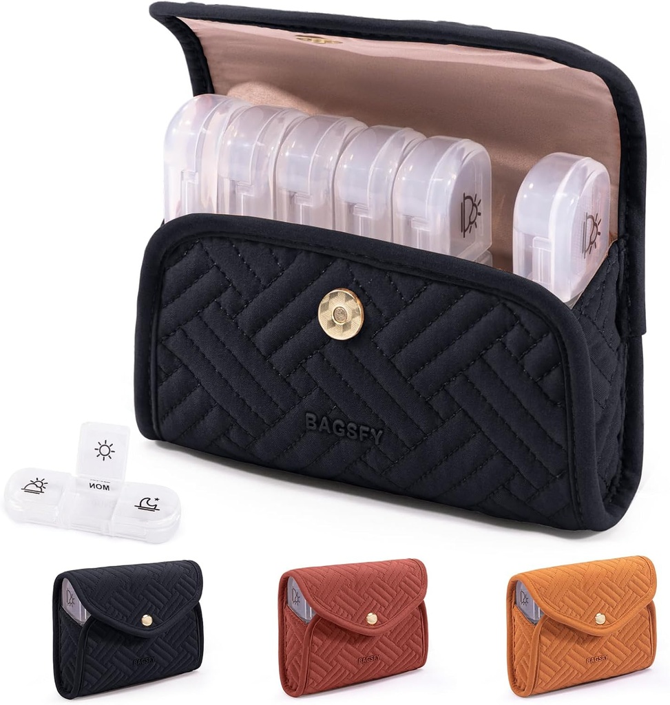 BAGSFY Weekly Pill Organizer 3 Kertaa päivässä söpö Fabric Pill tapauksessa, Lääke pilleri Organizer, Pillerilaatikko, Kannettava matka pilleri tapauksessa, pilleripakkaus lääkehoitoa, vitamiinit, kala öljyt, lisäravinteet