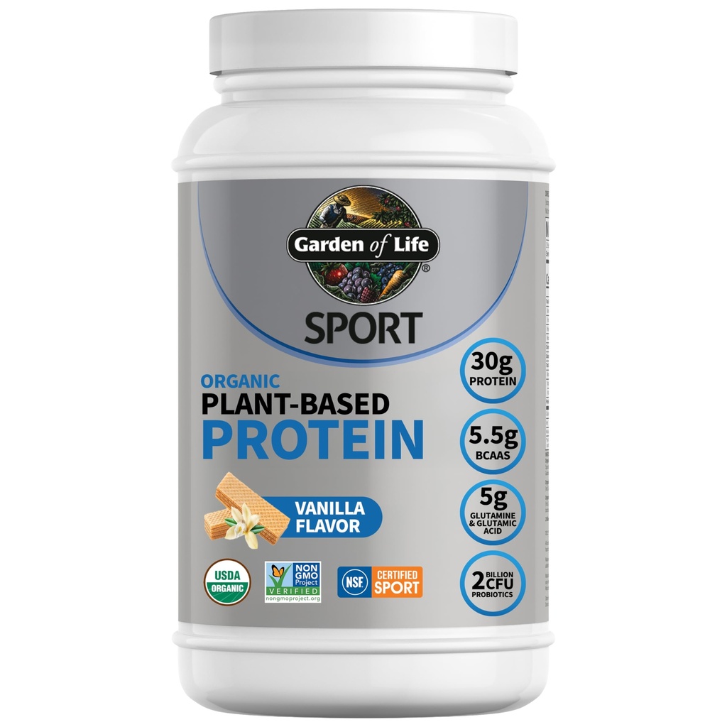 Elämänpuutarha Organic Vegan Protein Powder with Probiootit, BCAAs, NSF Certified, Gluteenittomat & Urheilu, Ei GMO, Sport Protein Powder, 19 Tarjoukset, Vanilja