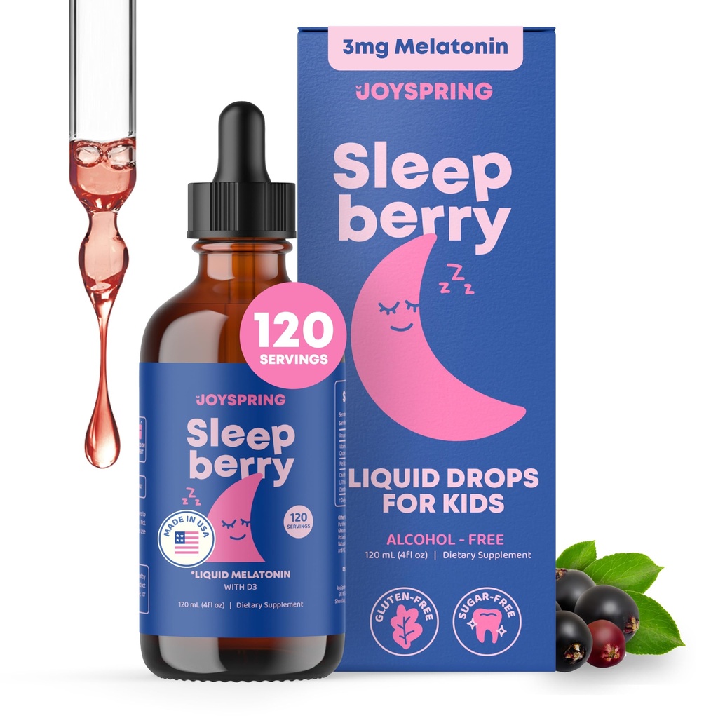 JoySpring SleepBerry - Lapset Melatoniini neste - 3MG Melatoniini D3 ja Elderberry - Sokeriton neste lapsille & Teini-ikäiset ...