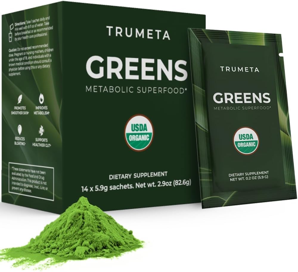 Greens Powder Travel Packs - 14 tarjoilua muistille, digestio I paras maku Super Greens Powder Luomu Spirulina, Goji, Beetroot, Granaattiomena I Vegan, ei-GMO