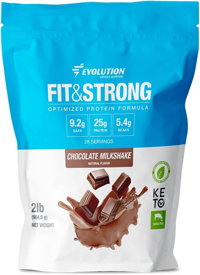 Evolution Advance Nutrition Fit & Strong - Pure Whey Protein Powder with BCAA, 100% Grass-Fed, Quick Absorbing and Fast Digesting for Optimal Muscle Recovery, Natural Flavor ... 2 punta (suklaa)