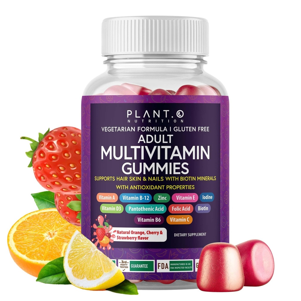 Komplett Multivitamin Gummies för vuxna - All-in-One Blend of Vitamin A B C D E Zinc och Biotin - Vuxen Vitamin Gummy för energi och immunitet - 90 Delicious Gluten Free och Veggie Gummies