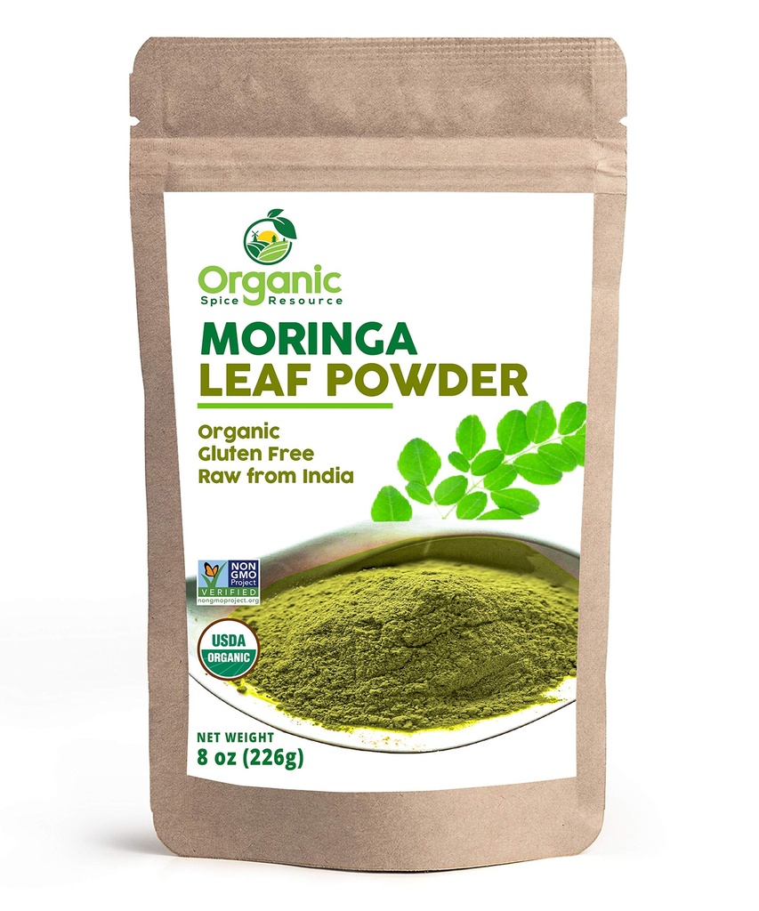 Organic Moringa Powder - 8 oz (226g) | USDA Organics, Non-GMO, Kosher, Halal, Moringa Olifera Powder - 100% Raw och Natural, av SHOPOSR