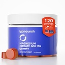 UpNourish Magnesium Gummies för vuxna och barn Magnesium Citrate Gummies 600mg, Calm Supplement för muskelavkoppling, ben och matsmältningshälsa, Citrato de Magnesio, Vegan, icke-GMO, 120 greve