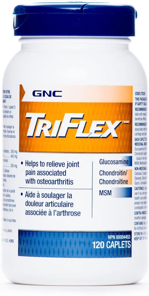 GNC Triflex Joint Support Caplets, Clinical Strength, Glukosamiini, Chondroitin, MSM, liikkuvuus, Mukavuus, Joustavuus, Cartilage Health, miesten ja naisten, HSA FSA-hyväksyttävissä,120 Lukumäärä, 40 päivän tarjonta