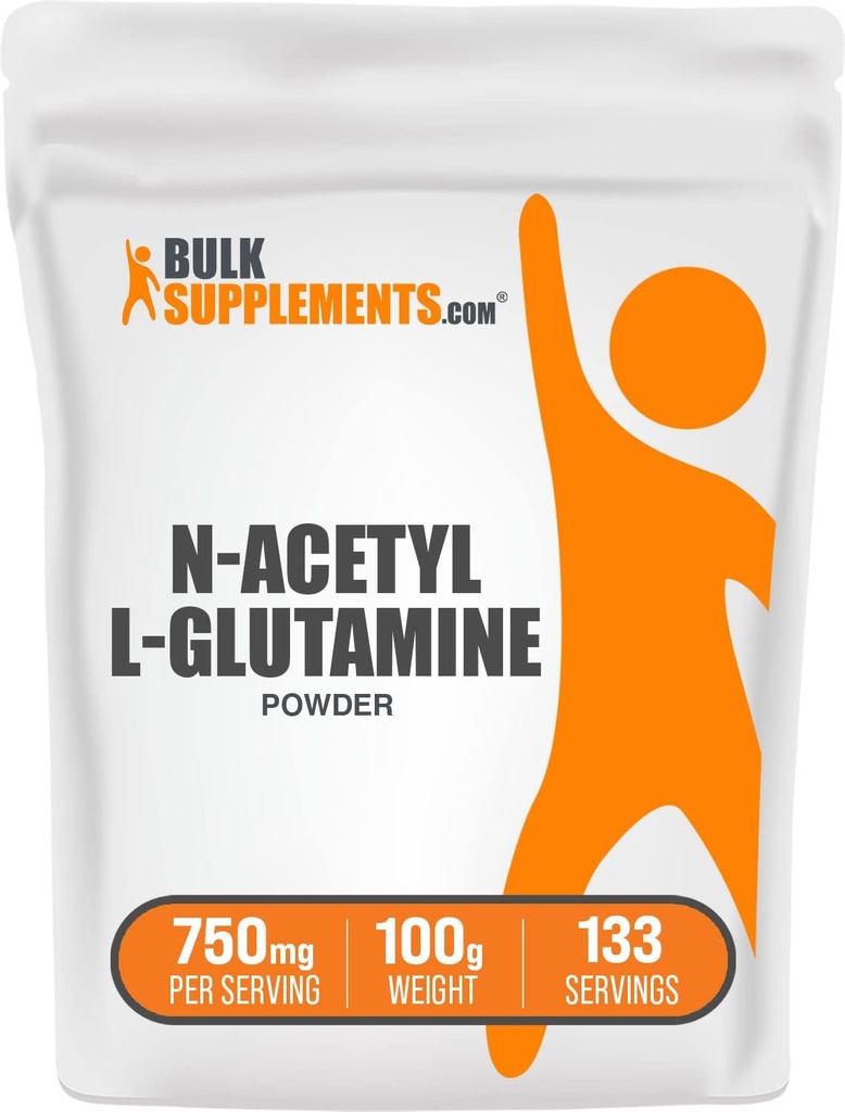 BulkSupplements.com N-Acetyl L-Glutaminpulver - Glutamintillskott, L Glutaminpulver, Gut Health & Recovery - Gluten Free, 750mg per portion, 100g (3,5 oz) (Pack av 1)