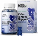 Wild & Organic Calm & Mood Gummies - Mood Support Supplement - Calming Chews w / Ashwagandha Root, Rhodiola Rosea, Lemon Balm - Ashwagandha Supplements Gummies - 60 Count