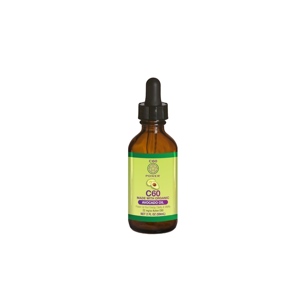 C60 Power C60 i Organic Avocado Oil - Natural Wellness Support för män och kvinnor, 99,99% Pure Carbon Fullerenes, främjar energi, mental klarhet och uthållighet - 2 fl oz Bottle
