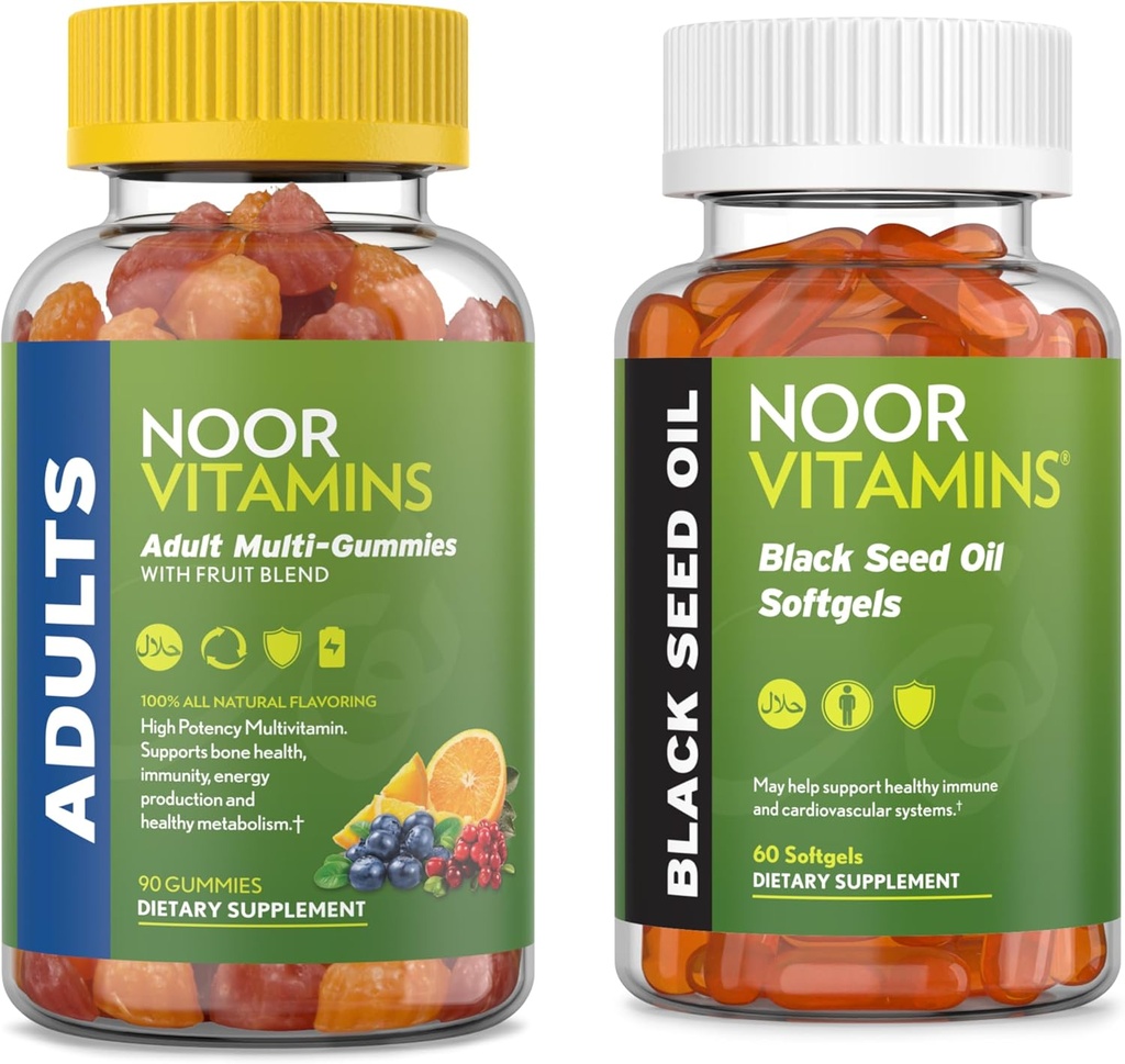 Noor-vitamiinit Aikuisten monivitamiinikumi ja musta siemenöljy Bundle