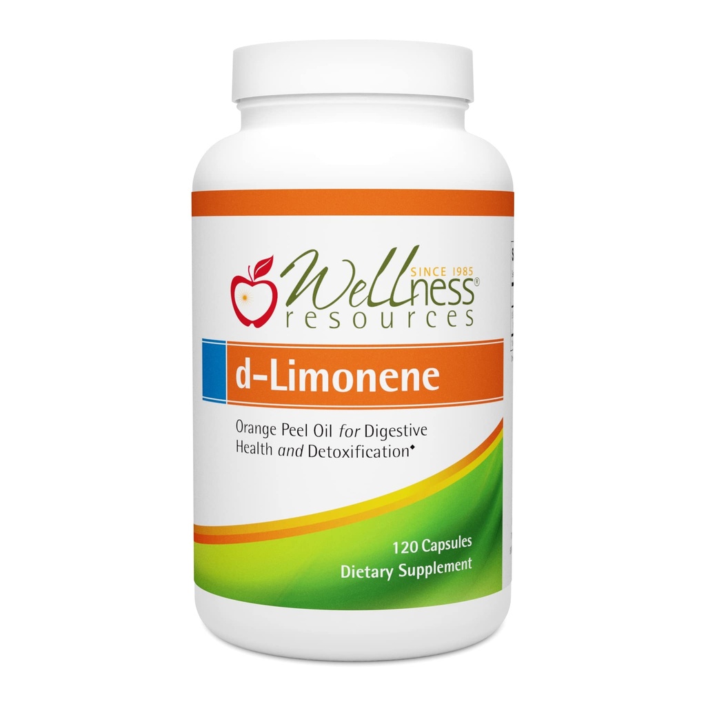 Wellness Resources High Potency d-Limonene Capsules 1000mg, 120 kapslar - Orange Peel Extract för Digestive Health, Heartburn, Acid Reflux, Avgiftning