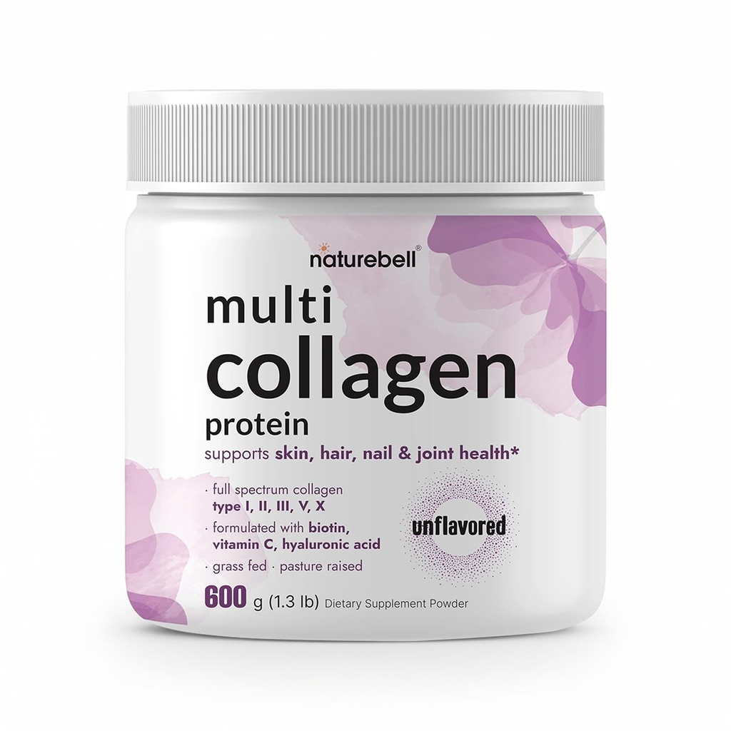 Multi Collagen Protein Powder 600g - 5 Tyypit (I, II, III, V, X) Grass-Fed & Pasture-Raised 