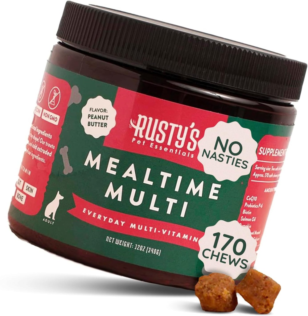 Premium Dog Multivitamin Supplement (170 Chews) - Mealtime Multi - med CoQ10 - Probiotika - Pumpkin - Immune Support - Främjar bättre gemensam rörlighet - Hälsosam hud och rock - Tillverkad i USA