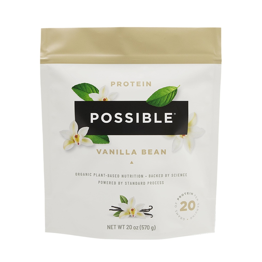 Proteinpulver Vanilla Bean - 20 g Vegan, Plant-Based Protein Mix - Icke-GMO, Icke-Dairy, Gluten-Free - 3,5 g BCAA - 9 Väsentliga Aminosyror - 15-dagars leverans - 1 väska, 15 portioner
