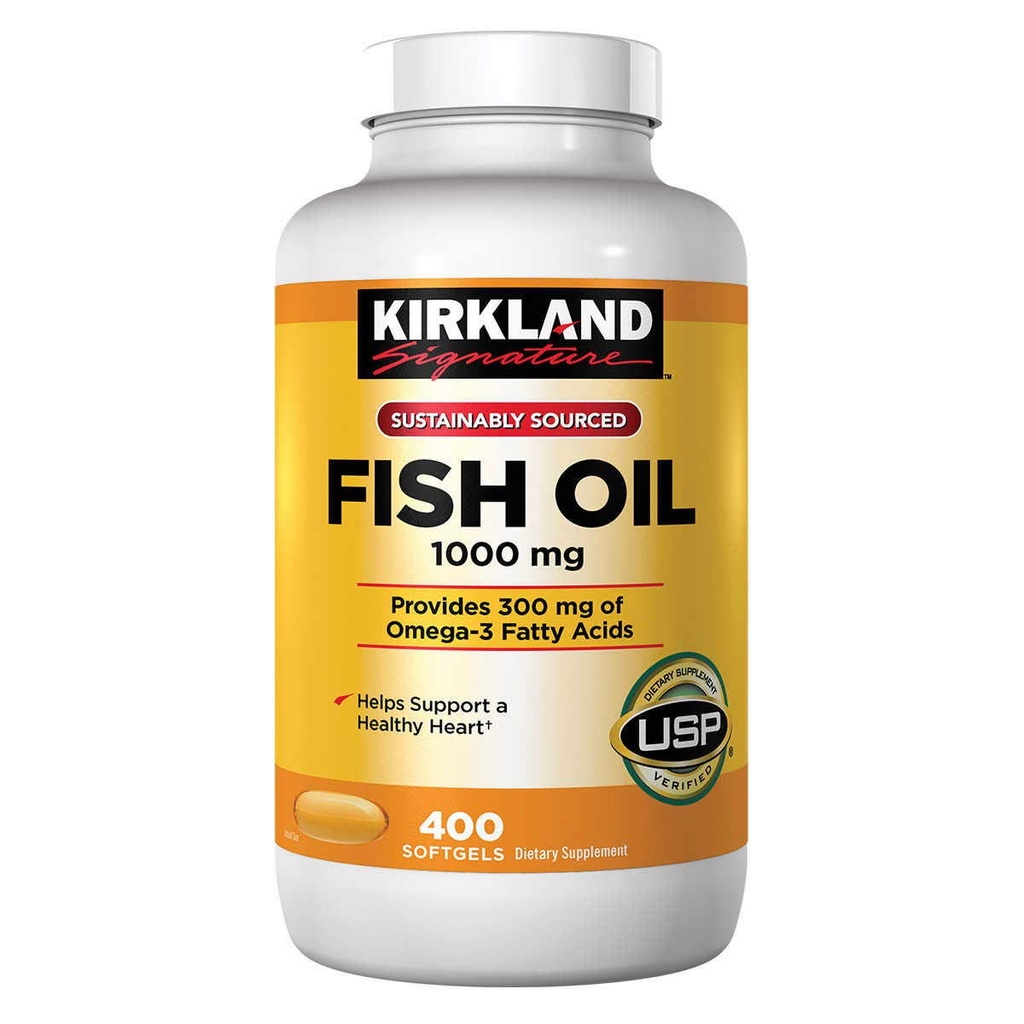 Kirkland Signature Natural Fish Oil 1000 mg med 300 mg Omega-3 - 400 ct (Pack of 2)