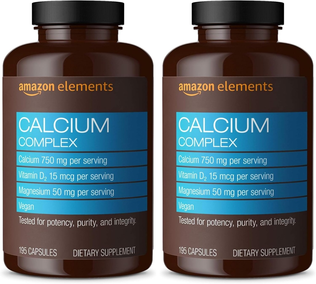 Element Calcium Complex med vitamin D, 250 mg Calcium (3 per portion), Vegan, 195 kapslar (Packaging May Vary), stöder starka ben och immunhälsa (Pack of 2)