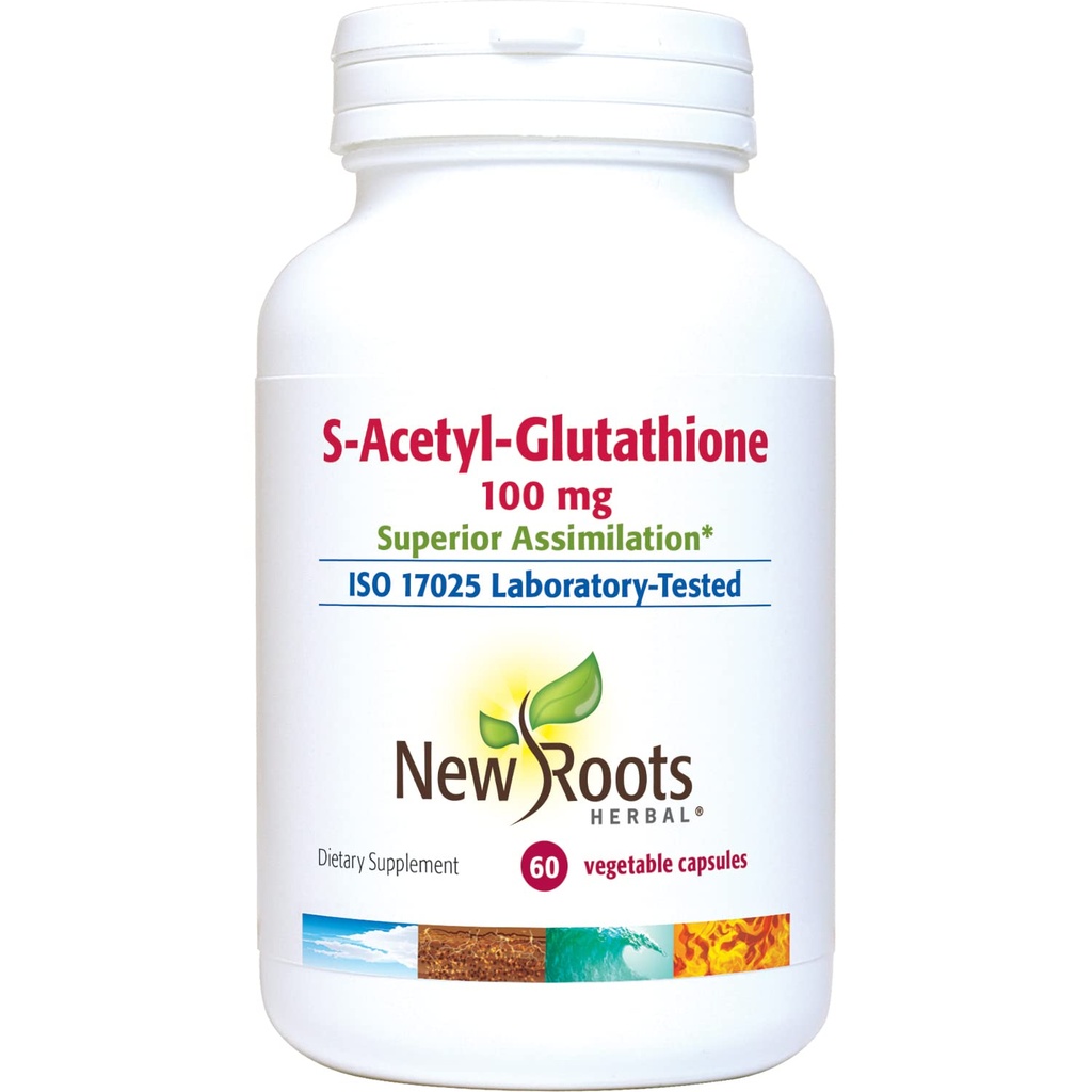 NEW ROOTS HERBAL S-Acetyl-Glutathione, 100mg | Superior Assimilation | Hälsosam åldrande och immunitetsstöd (60 Veg Caps)