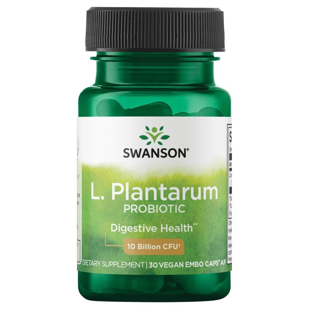 Swanson L. Plantarum - Digestive Supplement Promoting Gastrointestinal Balance & Bowel Regularity - Naturlig formel för att hjälpa till att minska uppblåsthet - (30 Veggie Capsules)