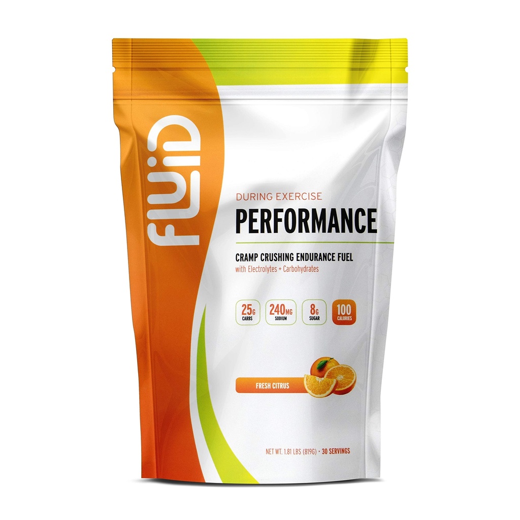 Fluid Performance - Low Sugar Endurance Fuel Sports Drink Mix med elektrolyter, alla naturliga ingredienser, glutenfri för före eller under träning (Färsk Citrus, 30 Servering)