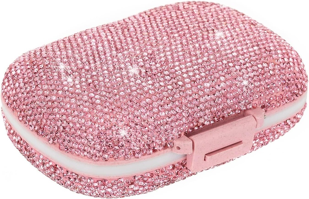 Söpö pilleri Organizer Pieni Bling pilleri tapauksessa kukkaro lääketieteen Vitamiini säiliön haltija Päivittäinen pilleri laatikko kontti naisten matka Medicine Kit( vaaleanpunainen)