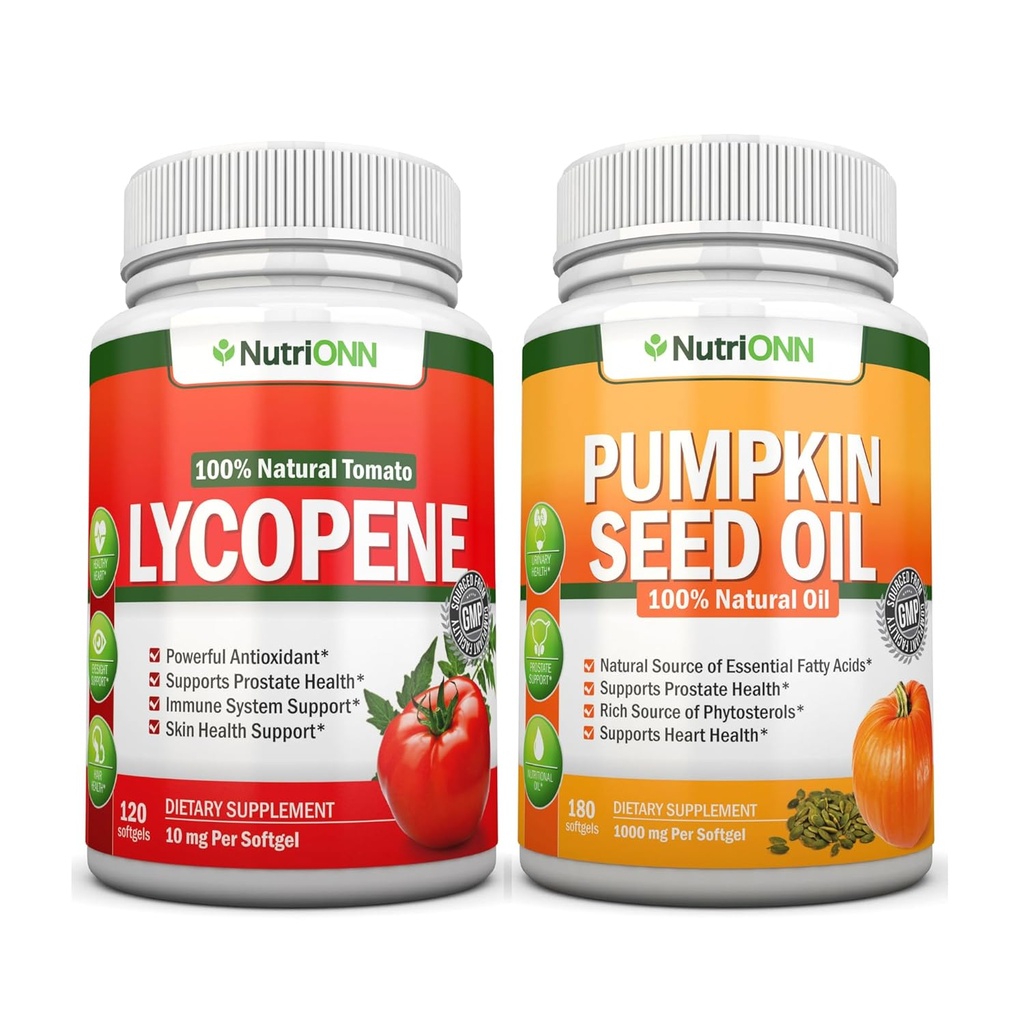 Nutrionn Kurpitsa Seed Oil Softgels Lycopene Kapselit Combo - Kohdennettu tuki Prostate & virtsanterveys