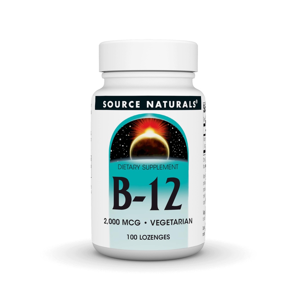Lähde Naturals B-12, 2000 mikrog Tukee energiantuotantoa - 100 lozenges