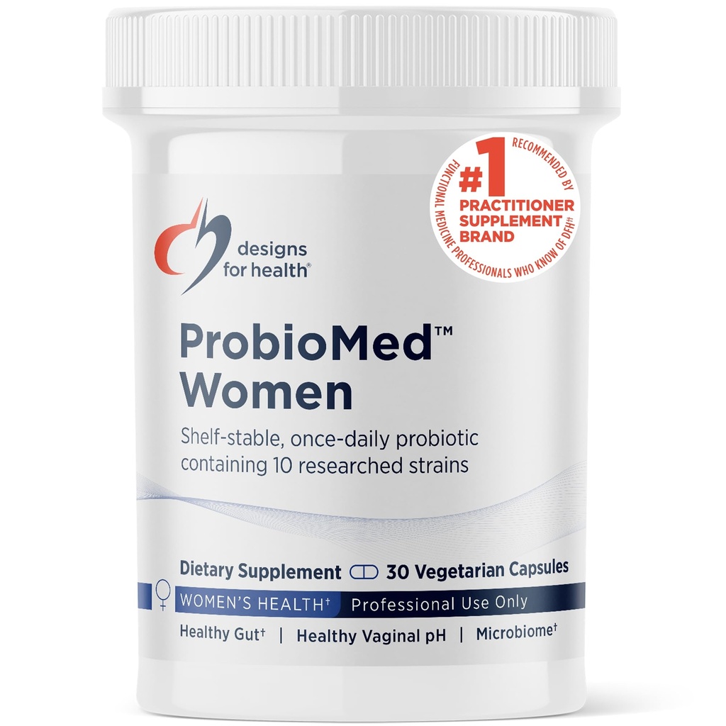 Designs for Health ProbioMed Women - Vaginal Probiootit tukemaan pH Balance, emätin mukavuus, Immuuniter Health & Gut Health for Women - Dairy-free Probiootti (30 kapselia)