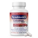 Symbiotics Colostrum 120ct Chewables Plus - Immunity Support för vuxna och barn - Lactoferrin Supplement & Colostrum Protein - Stöder Digestion & Gut - 25% lgG Antikroppar, Gluten Free - Wild Cherry
