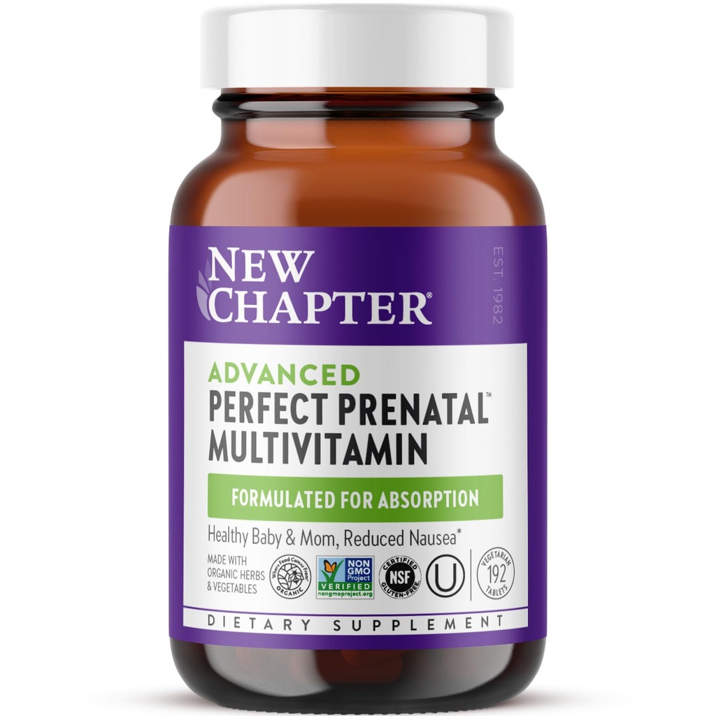 Uusi luku Advanced Perfect prenatal vitamiineja, 192ct, valmistettu orgaanisia, ei-muuntogeenisiä ainesosia terve vauva & äiti - Folaatti (Metyylifolaatti), koko elintarvikkeiden fermentoitu rauta, D3-vitamiini + inkivääri